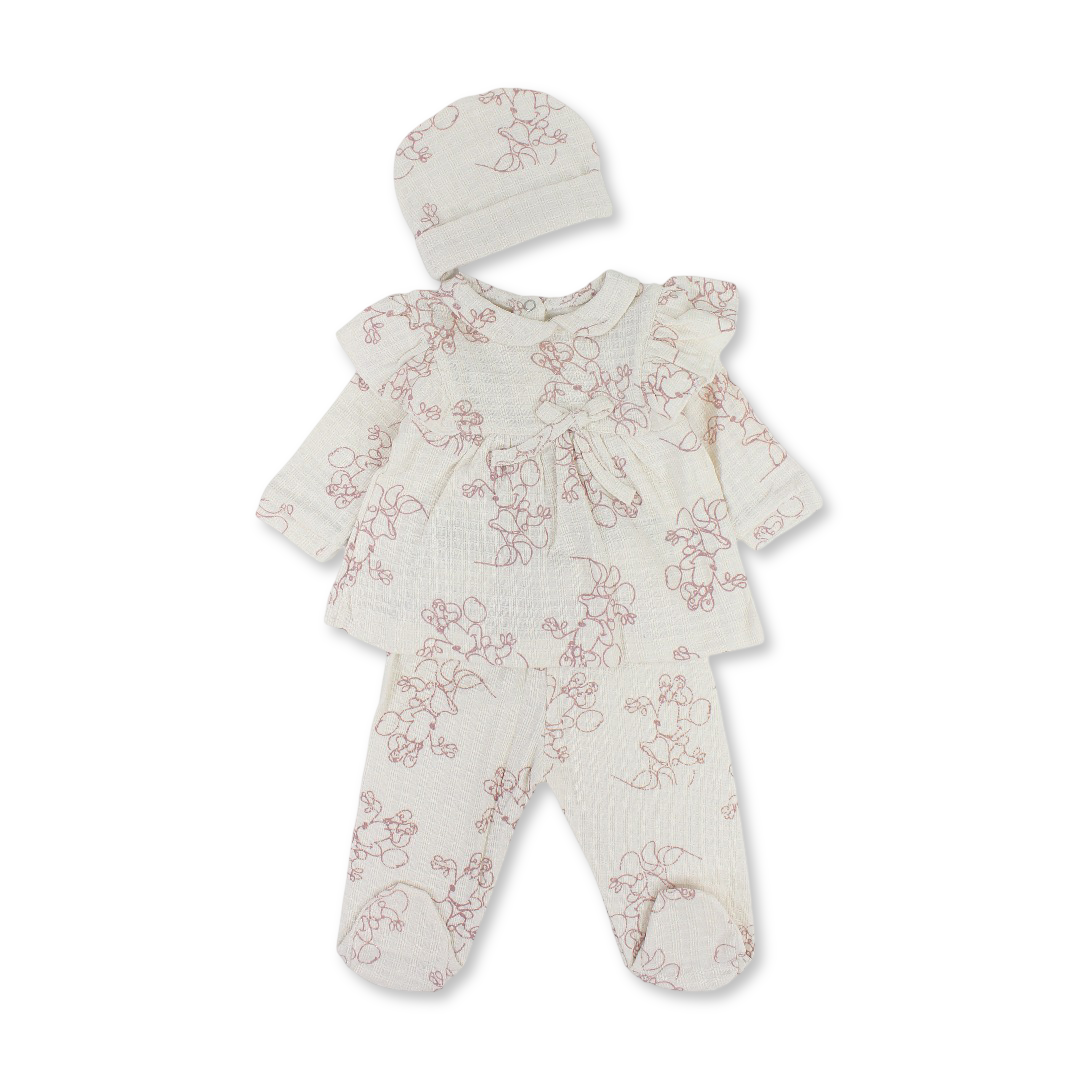 Baby Girls Cotton Outfit Set – with Beanie