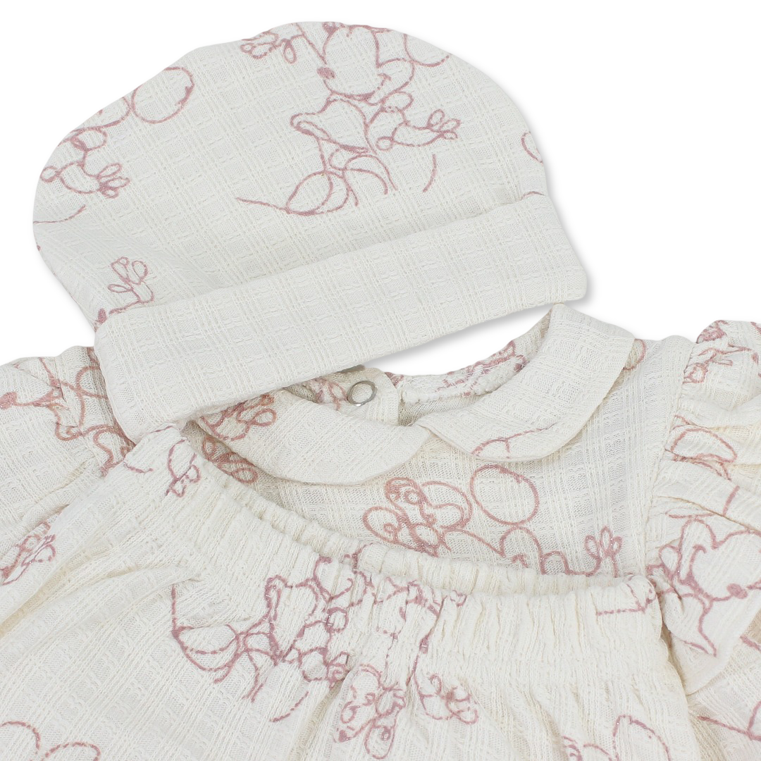Baby Girls Cotton Outfit Set – with Beanie