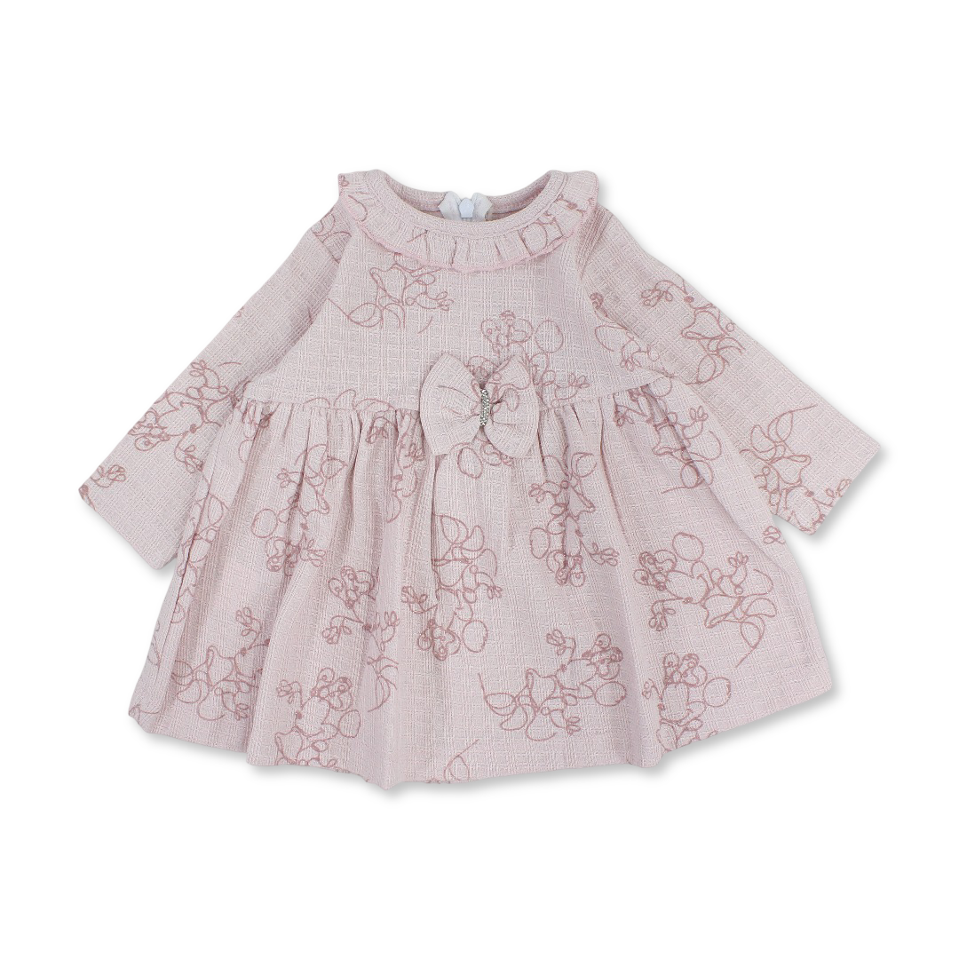 Baby Girls Cotton Dress – with Bow Print - Clothing - Full Moon