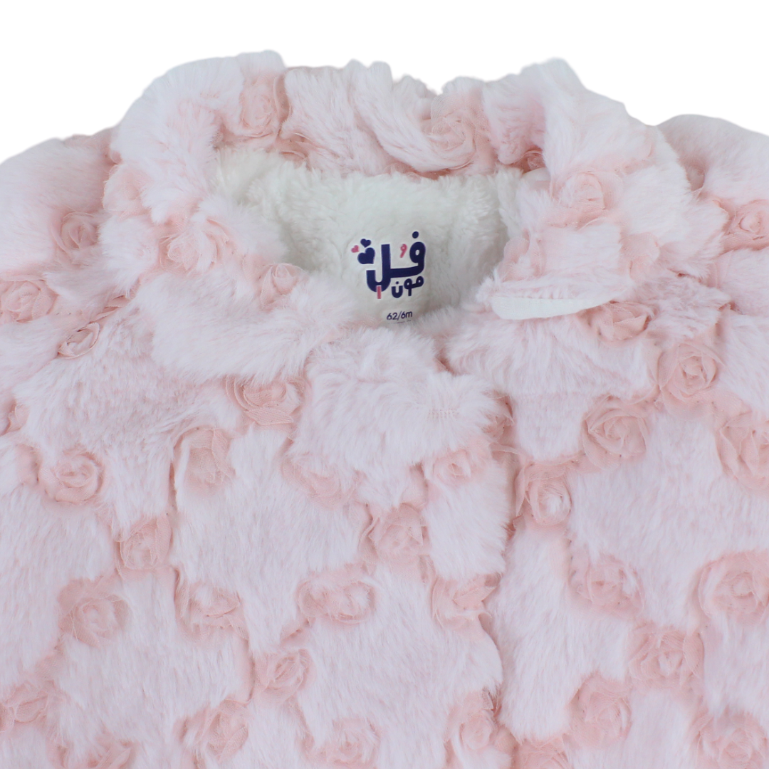 Baby Girls Fleece Jacket – Pink with Fur-Lined