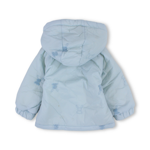 Baby Girls Waterproof Hooded Jacket – Baby Blue with Fur-Lined