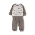 Baby Boys Velvet Pajama – Off-White & Cafe