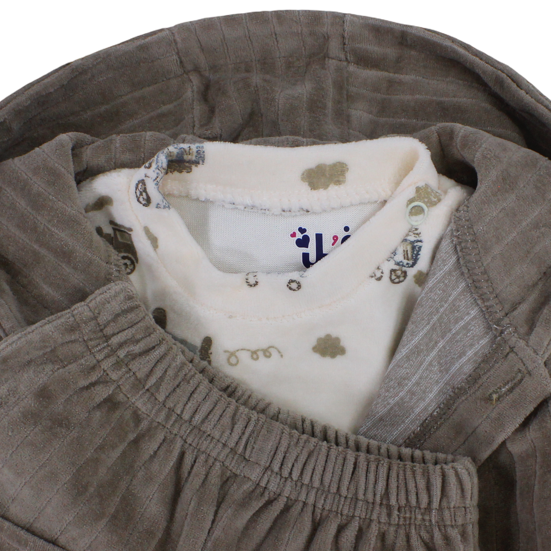 Baby Boys Velvet Outfit Set – Brown
