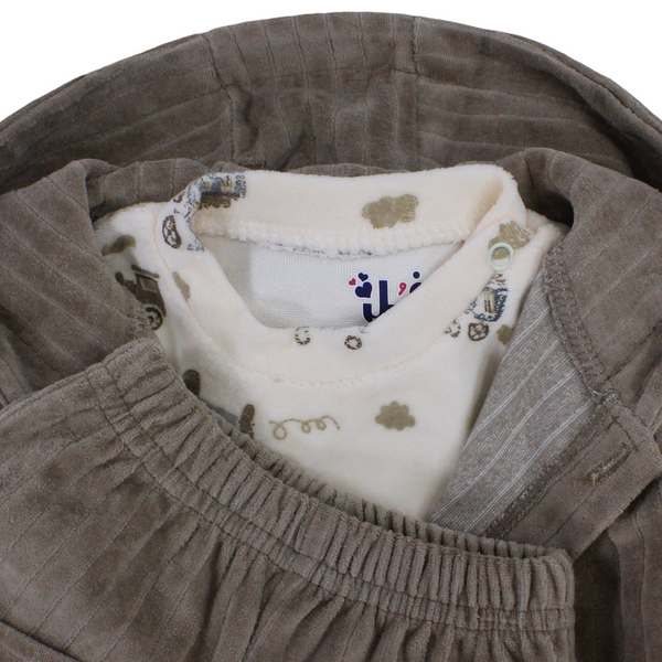 Baby Boys Velvet Outfit Set – Brown