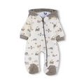 Baby Boys Velvet Hooded Baby Footie – Beige with Fur-Lined