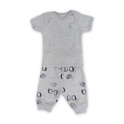 Baby Boys Cotton Pajama – Grey with Penguin Print