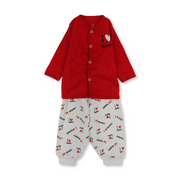 Unisex Baby Cotton Pajama – Red with "I love Mummy" Print