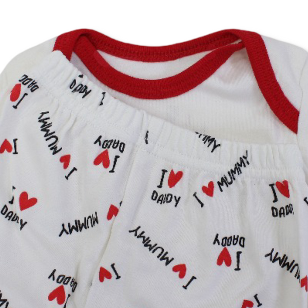 Unisex Baby Cotton Pajama – Off-White with "I Love Daddy" Print