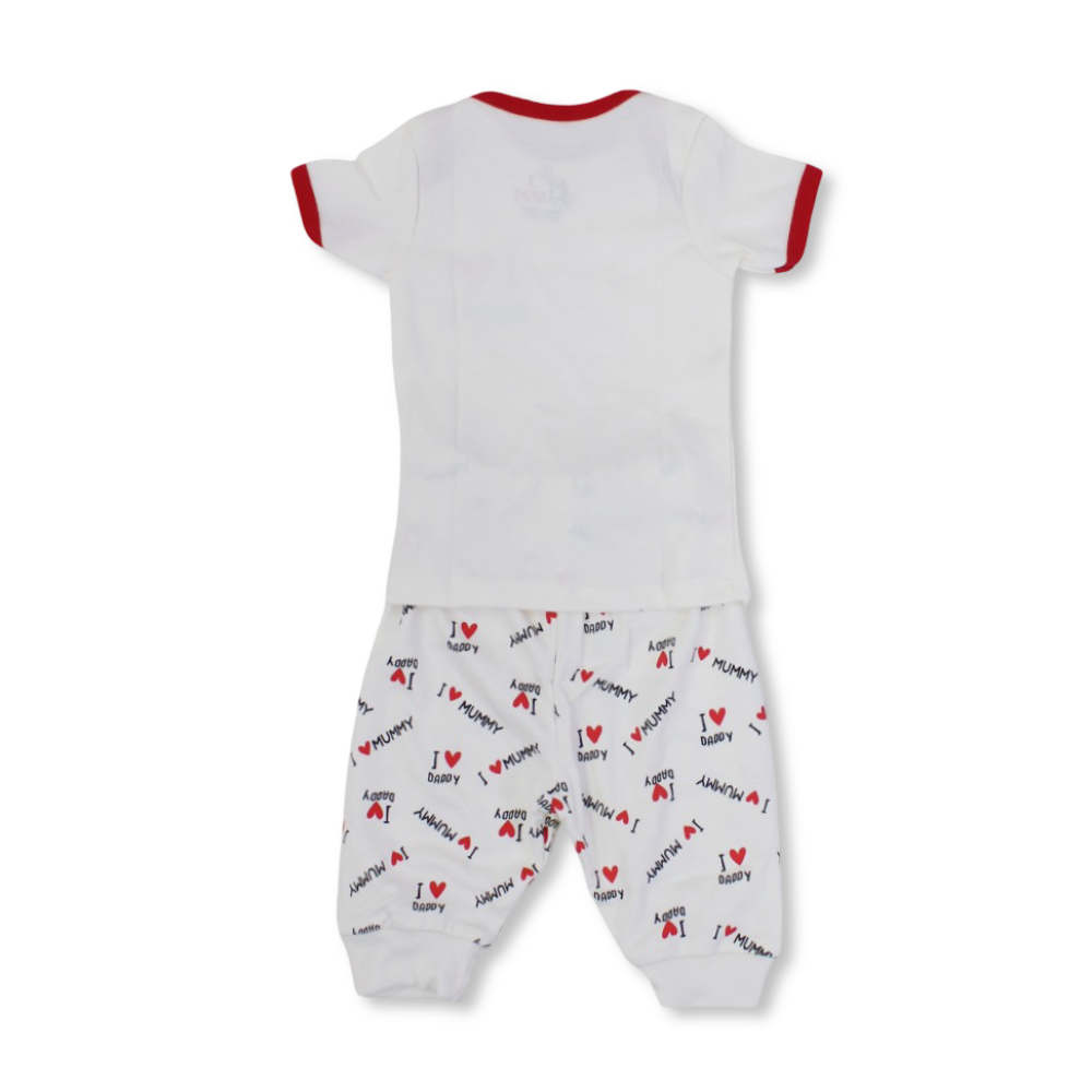 Unisex Baby Cotton Pajama – Off-White with "I Love Daddy" Print