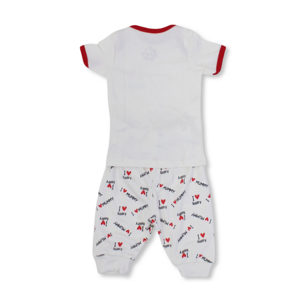 Unisex Baby Cotton Pajama – Off-White with "I Love Daddy" Print