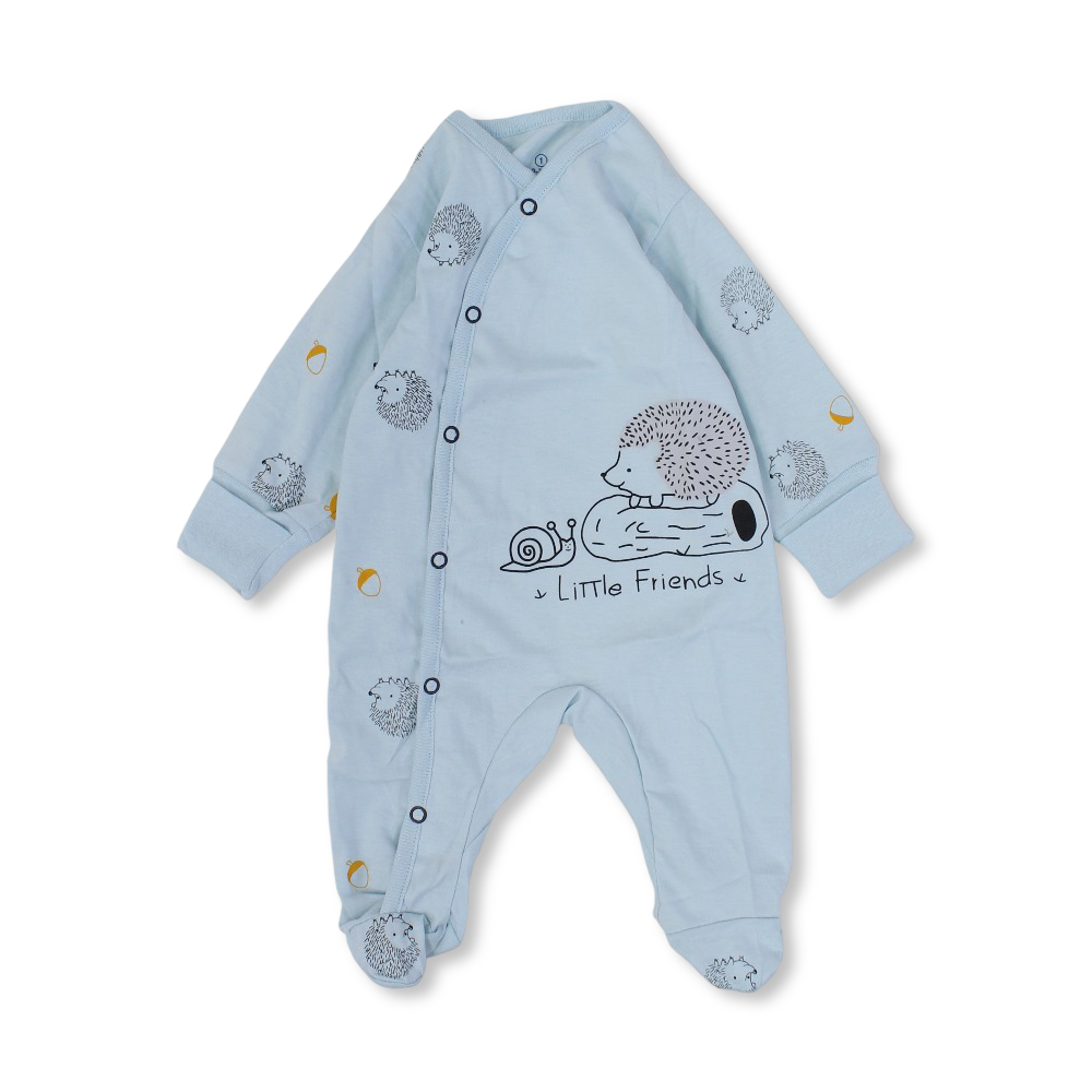 Baby Boys Cotton Baby Footie Onesie – Fox & Hedgehog Print