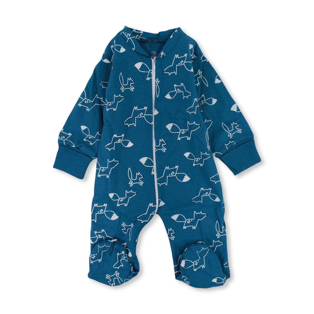 Baby Boys Cotton Baby Footie Onesie – Fox & Hedgehog Print