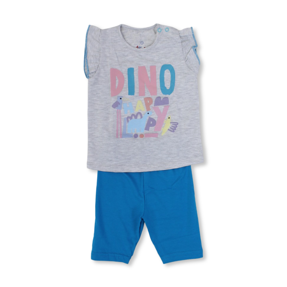 Baby Girls Cotton Sleeveless Pajama – "Happy Dino" Print