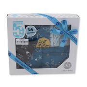 Baby Boys Cotton Gift Clothes Box (5 Pcs) – Blue with Fox & Hedgehog Print