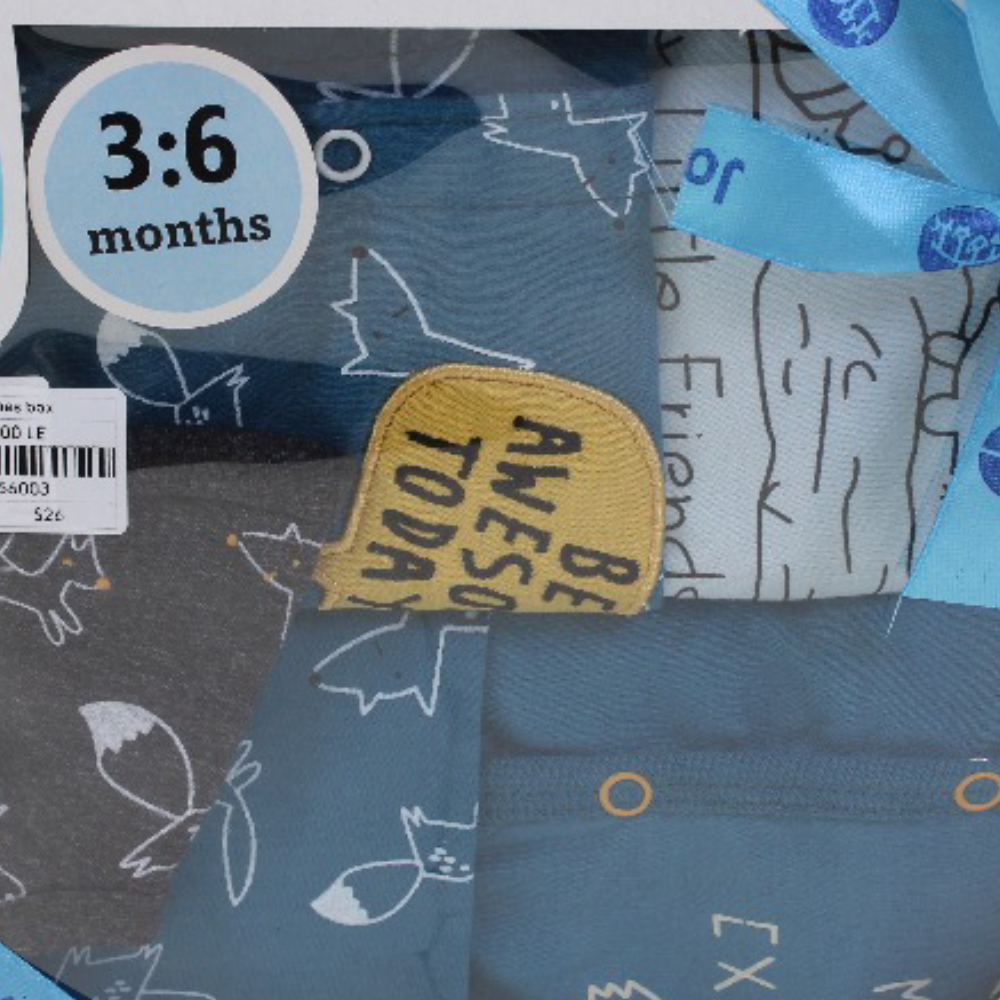 Baby Boys Cotton Gift Clothes Box 5 Pcs – Blue with Fox & Hedgehog Print (3-6m)