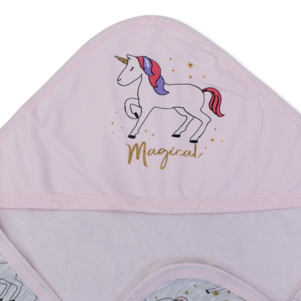 Cotton Baby Blanket – Rose with Unicorn Print