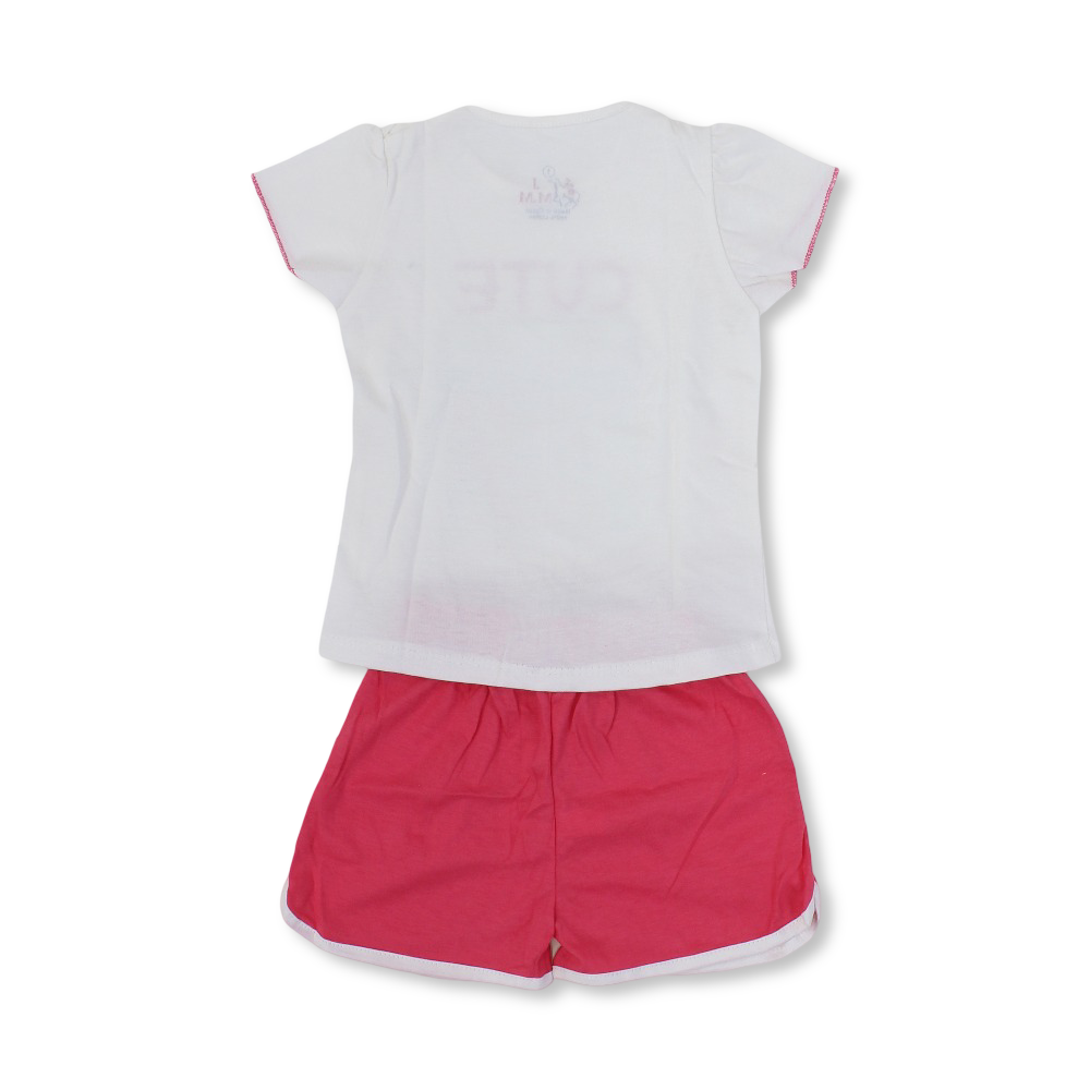 Baby Girls Cotton Pajama – with "Cute" Print