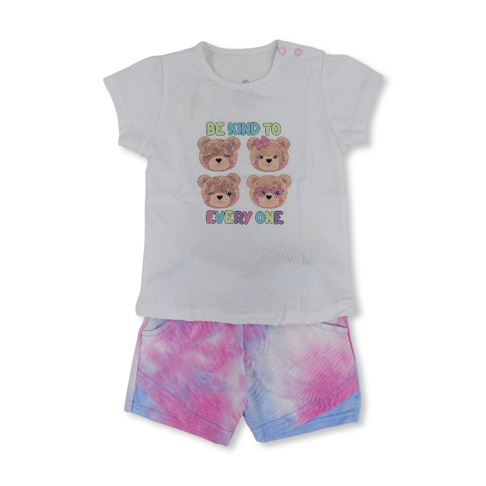 Baby Girls Cotton Pajama – with 4 Bear Print
