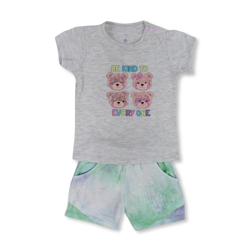 Baby Girls Cotton Pajama – with 4 Bear Print