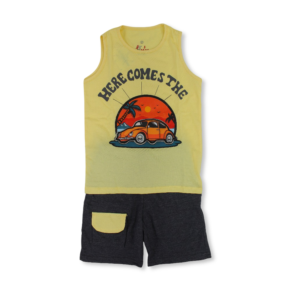 Boys Cotton Sleeveless Pajama – "Here Comes the Sun" Print