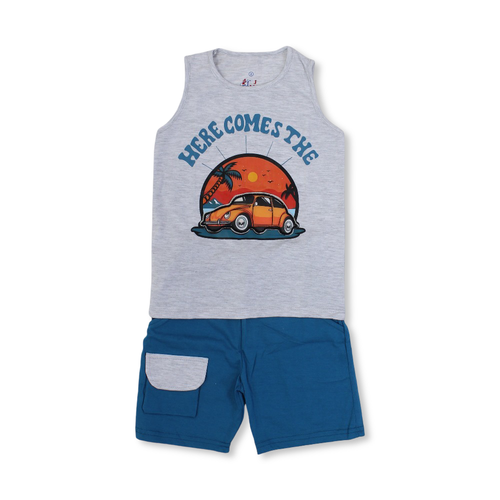 Boys Cotton Sleeveless Pajama – "Here Comes the Sun" Print