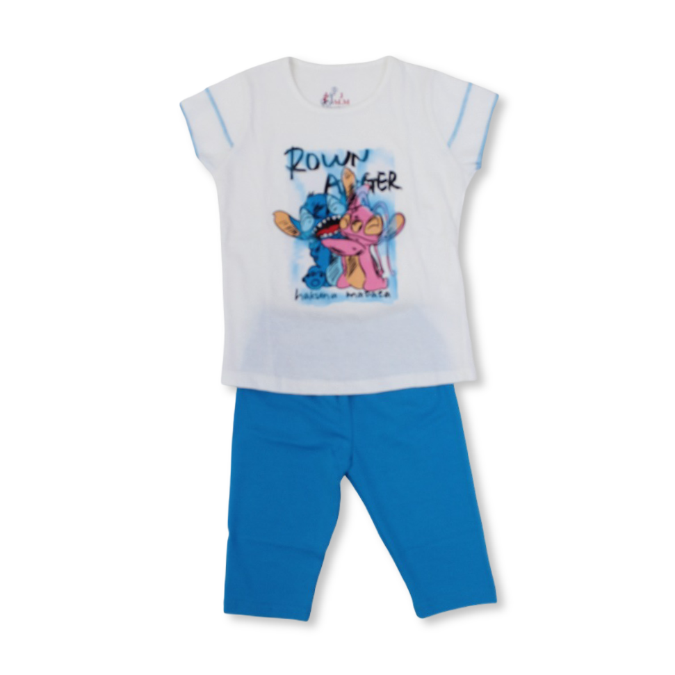 Girls Cotton Pajama – with Stitch Hakuna Matata Print