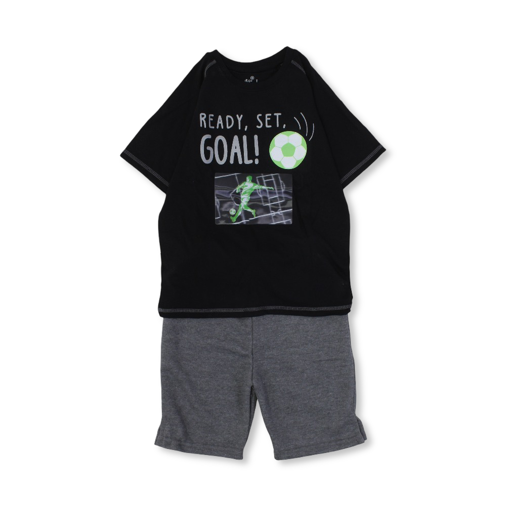 Boy Cotton Pajama "Ready Set Goal" Print