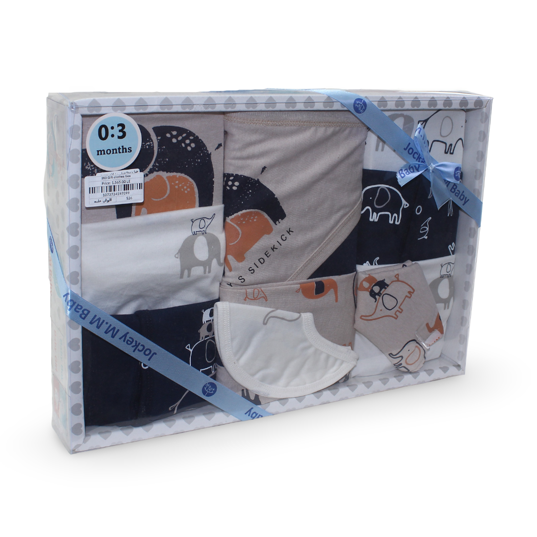 Baby Boys Cotton Gift Clothes Box – 10 Pcs (0-3m)
