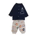 Baby Boys Cotton Pajama – Navy with Elephant Print