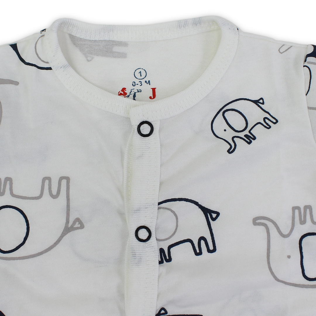 Baby Boys Cotton Romper – Elephant Print