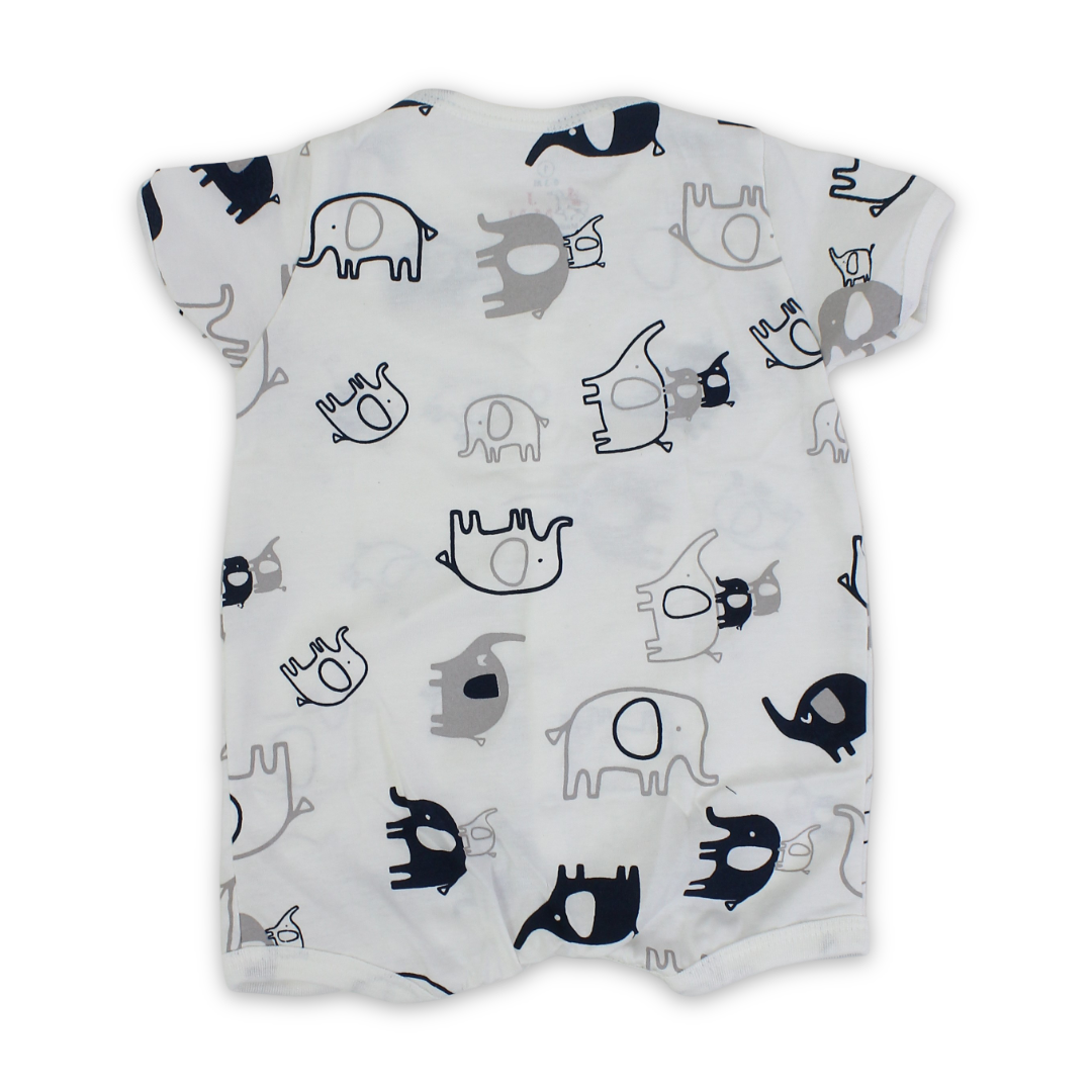 Baby Boys Cotton Romper – Elephant Print