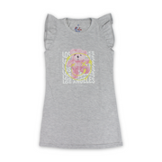 Girls Cotton Nightgown – Grey with Teddy Bear "Los Angles" Print
