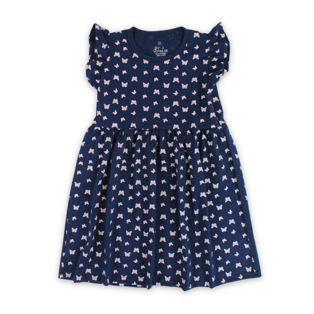 Girls Cotton Nightgown – Navy with Butterflies Print - Clothing - JOKY
