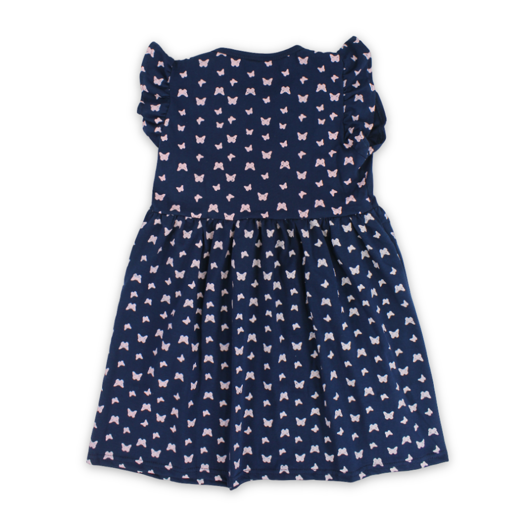 Girls Cotton Nightgown – Navy with Butterflies Print