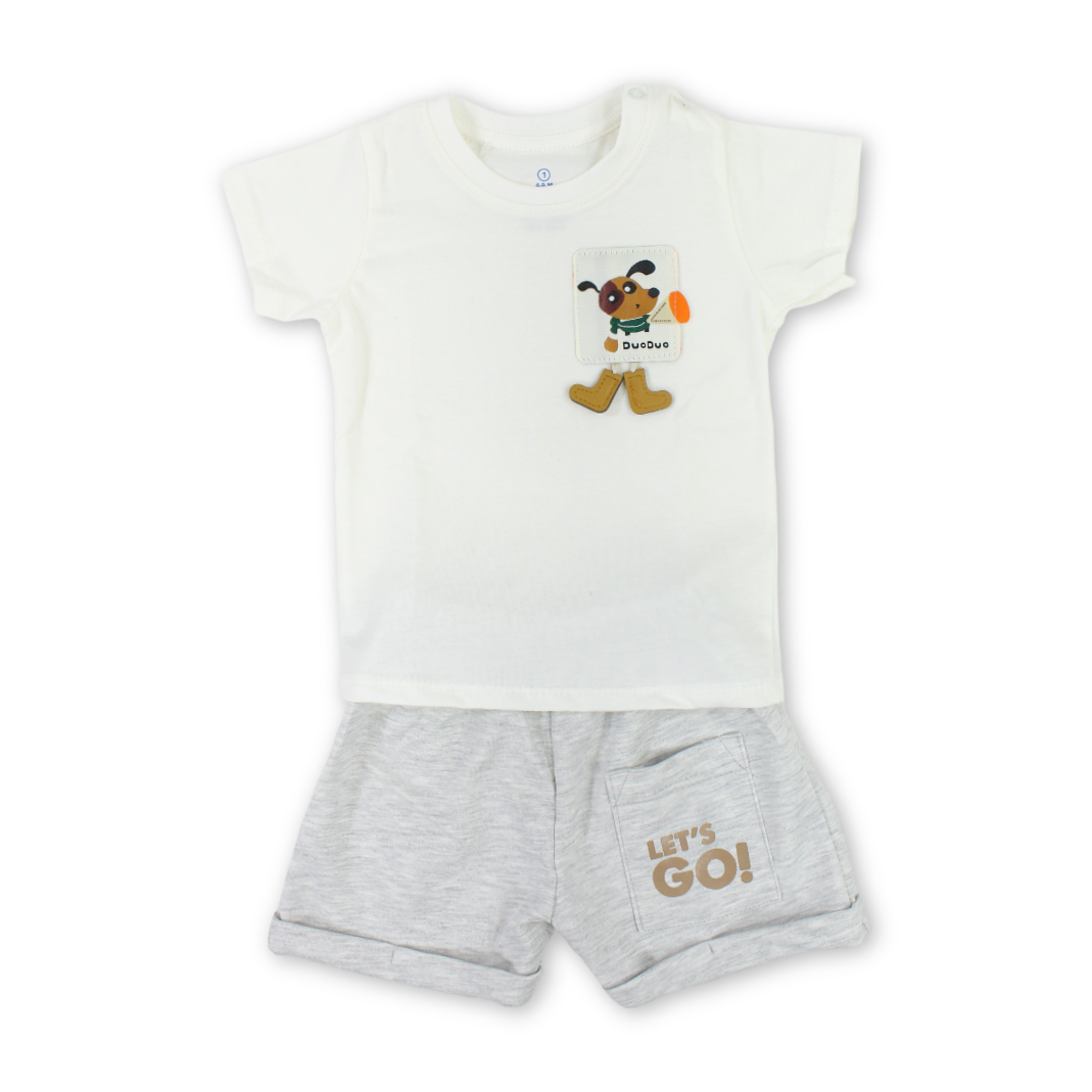 Baby Boys Cotton Pajama – with "Let’s Go Dog" Print