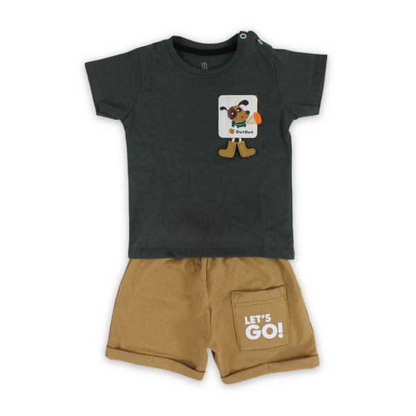 Baby Boys Cotton Pajama – with "Let’s Go Dog" Print