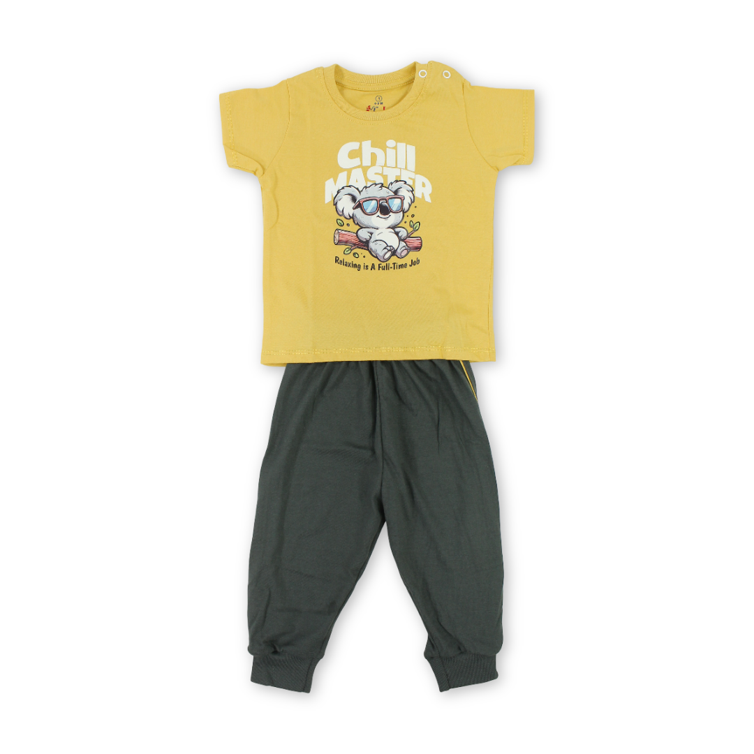 Baby Boys Cotton Pajama – with Koala "Chill Master" Print