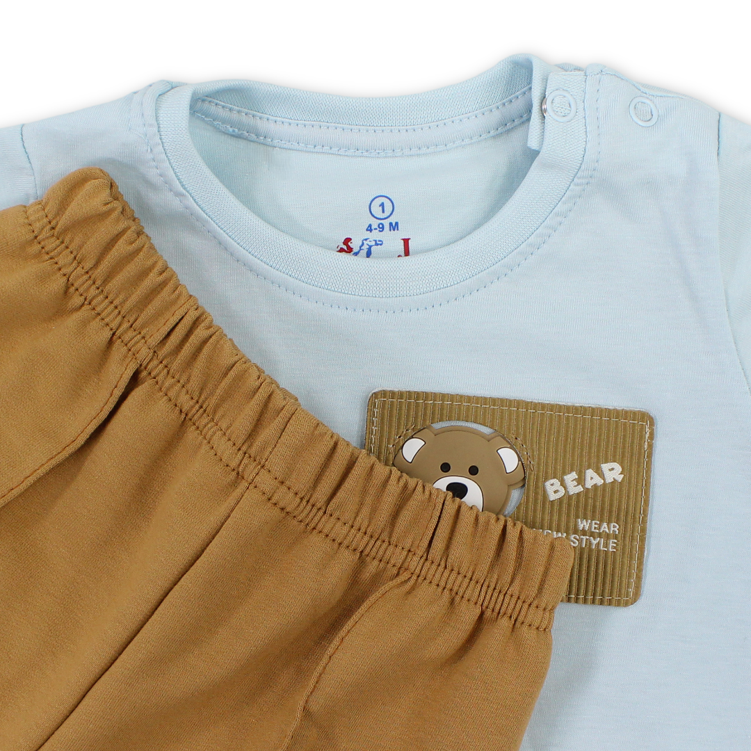 Baby Boys Cotton Pajama – with Bear Print