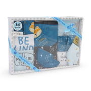 Baby Boys Cotton Gift Clothes Box – Blue with Fox & Hedgehog (3-6m) 10Pcs