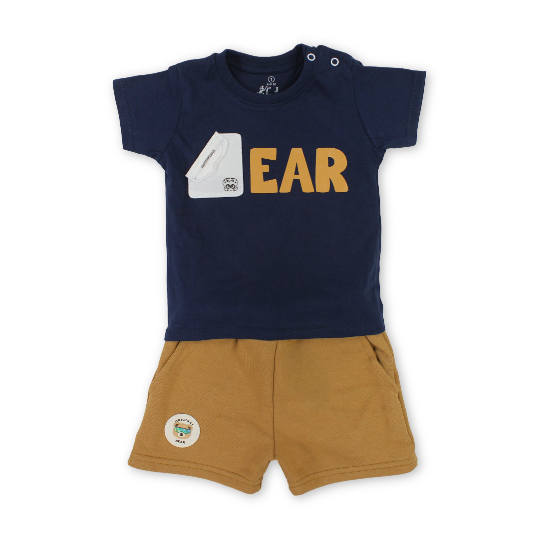Baby Boys Cotton Pajama with "Bear" Print