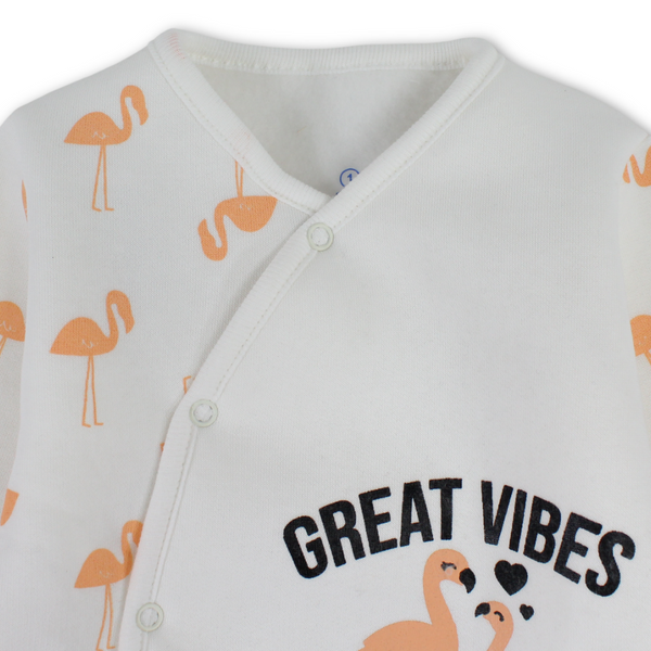 Baby Girls Cotton Baby Footie – Flamingo Print