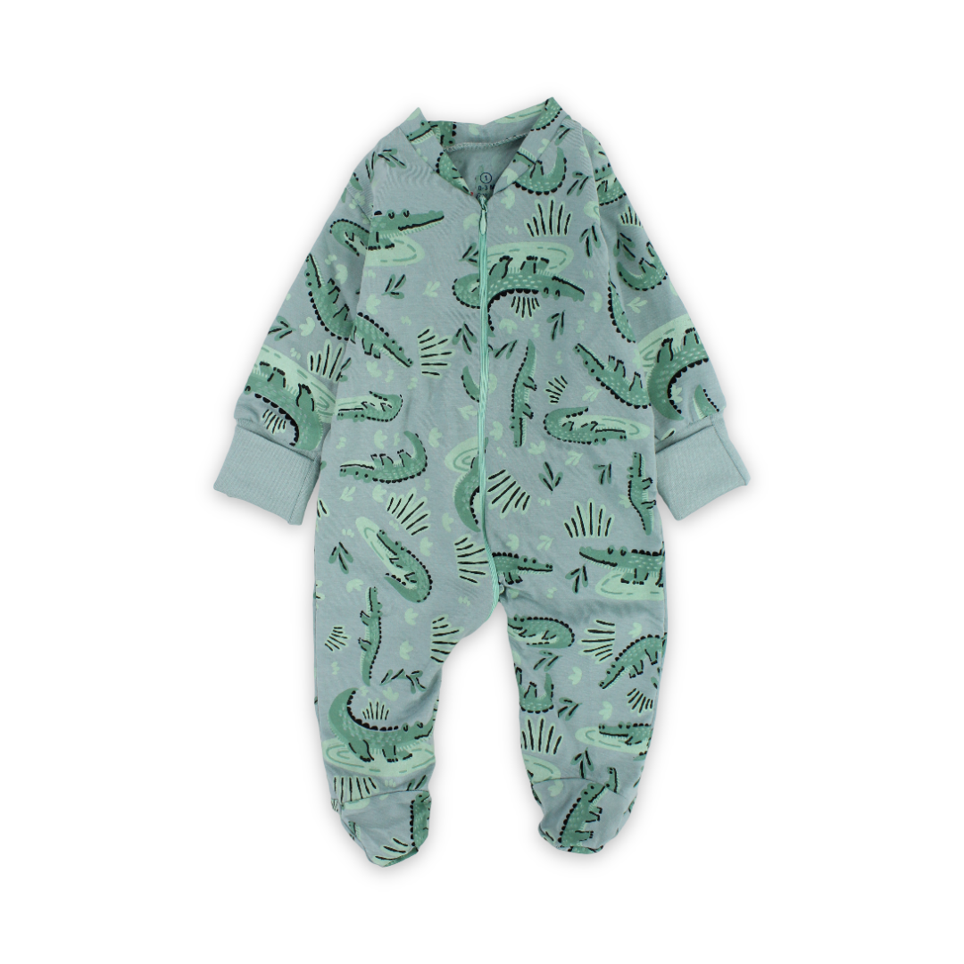 Baby Boys Cotton Baby Footie – Crocodile Print - Clothing - JOKY