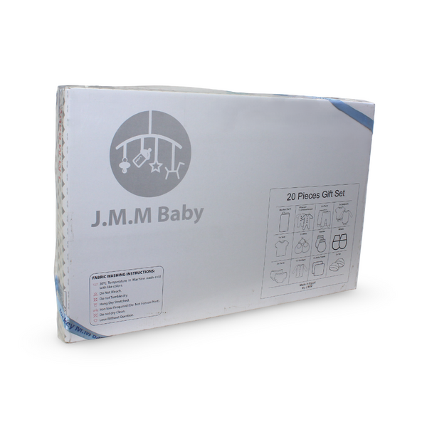 Baby Boys Cotton Gift Clothes Box Mint & Off-White – 0-3m (20 Pcs)