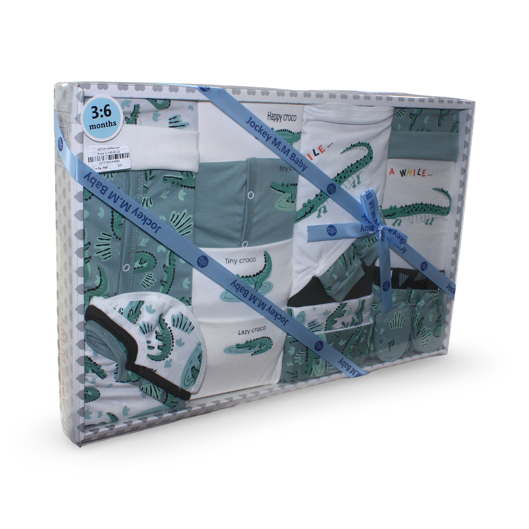 Baby Boys Cotton Gift Clothes Box Mint & Off-White – 3-6m (20 Pcs) - Clothing - JOKY