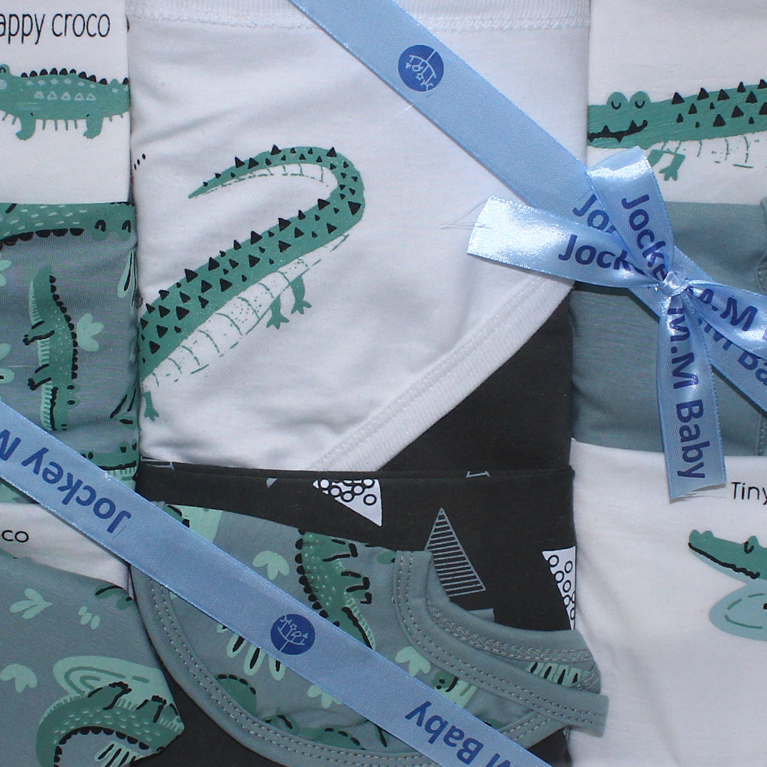 Baby Boys Cotton Gift Clothes Box Mint & Off-White – 0-3m (10 Pcs)