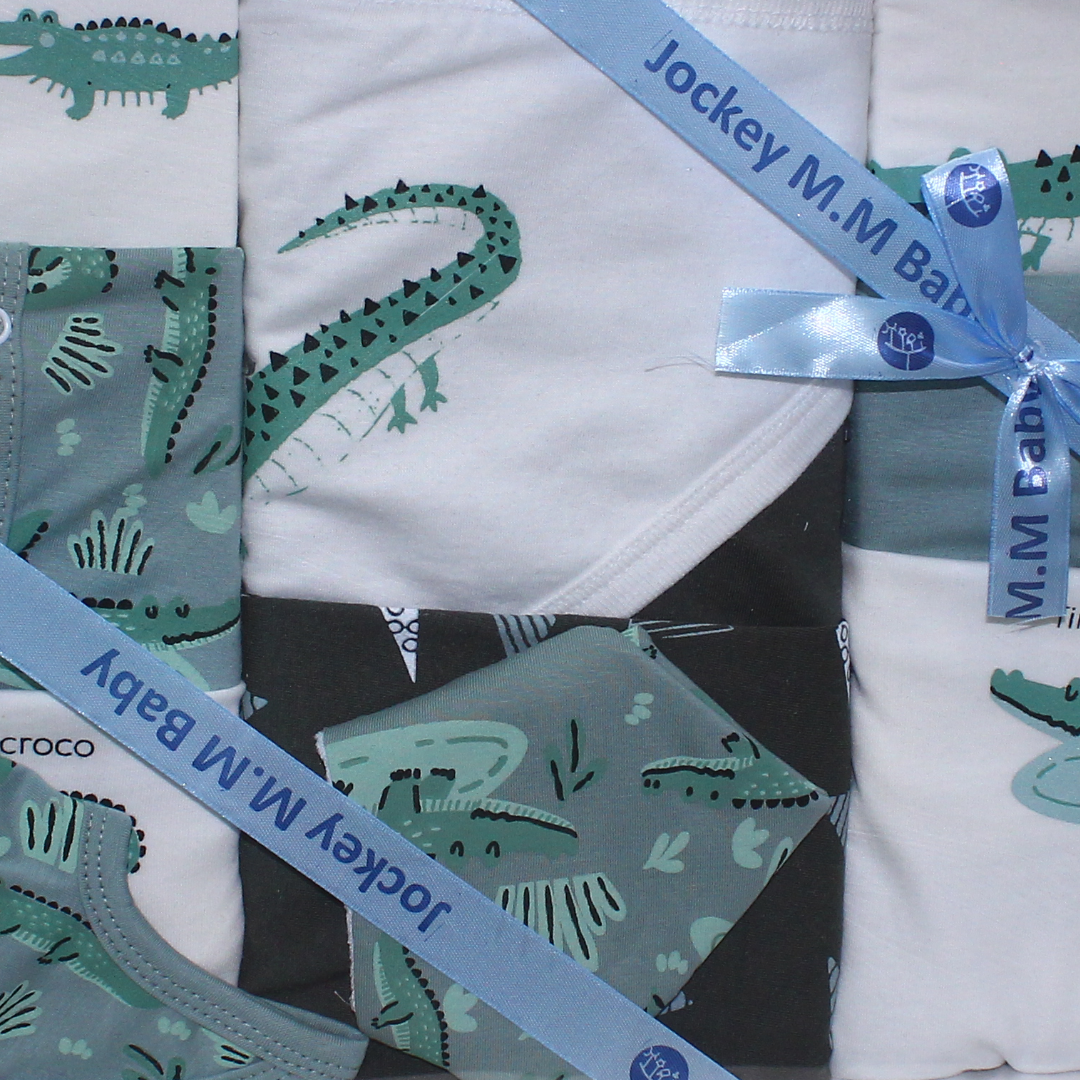 Baby Boys Cotton Gift Clothes Box Mint & Off-White – 3-6m (10 Pcs)