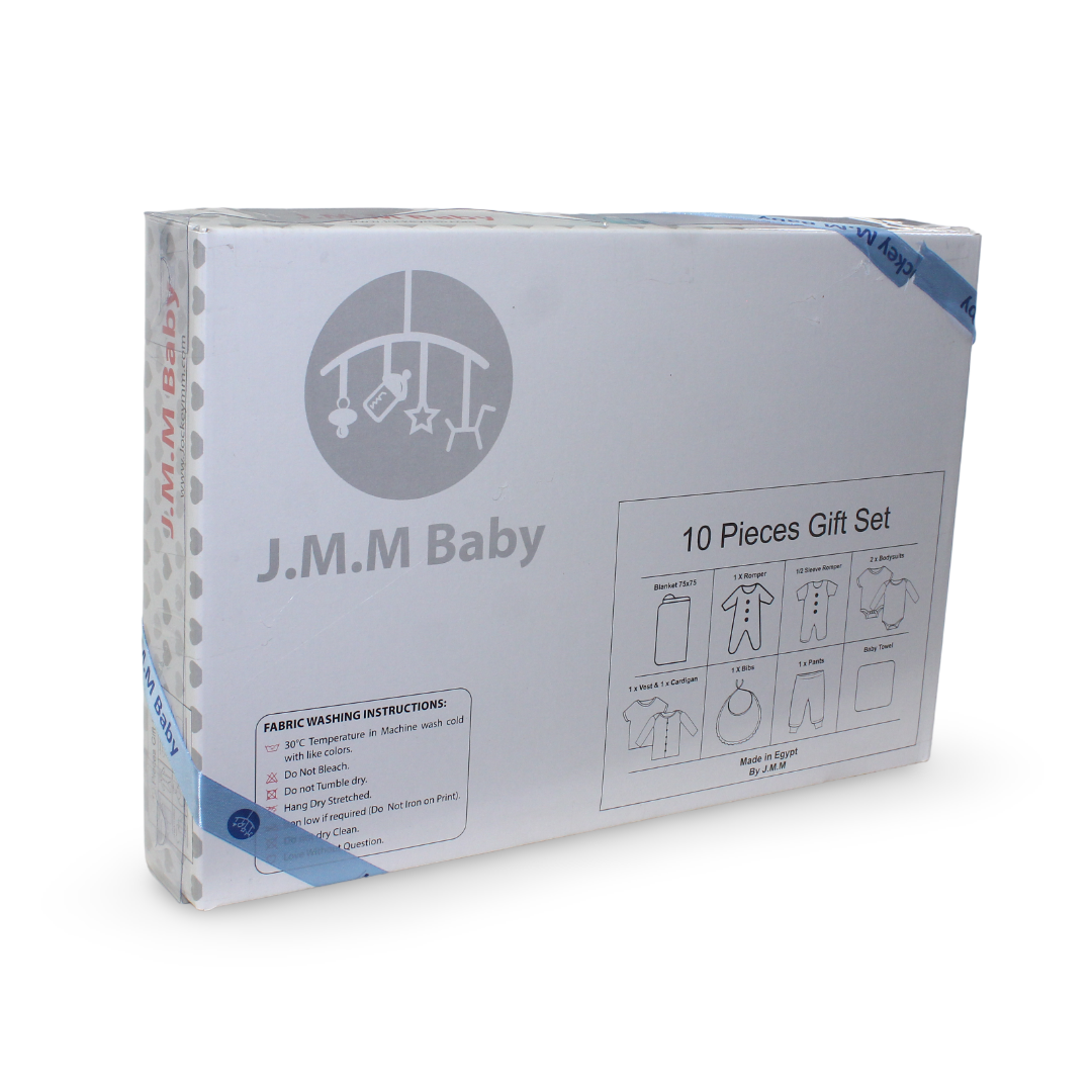 Baby Boys Cotton Gift Clothes Box Mint & Off-White – 3-6m (10 Pcs)