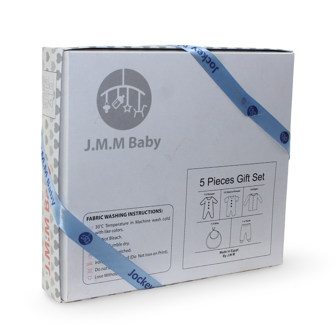 Baby Boys Cotton Gift Clothes Box Mint & Off-White – 3-6m (5 Pcs)