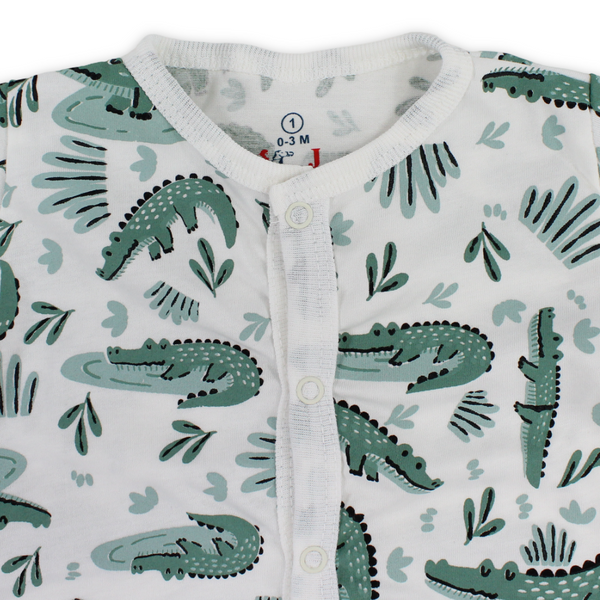 Baby Boys Cotton Romper – Crocodile Print