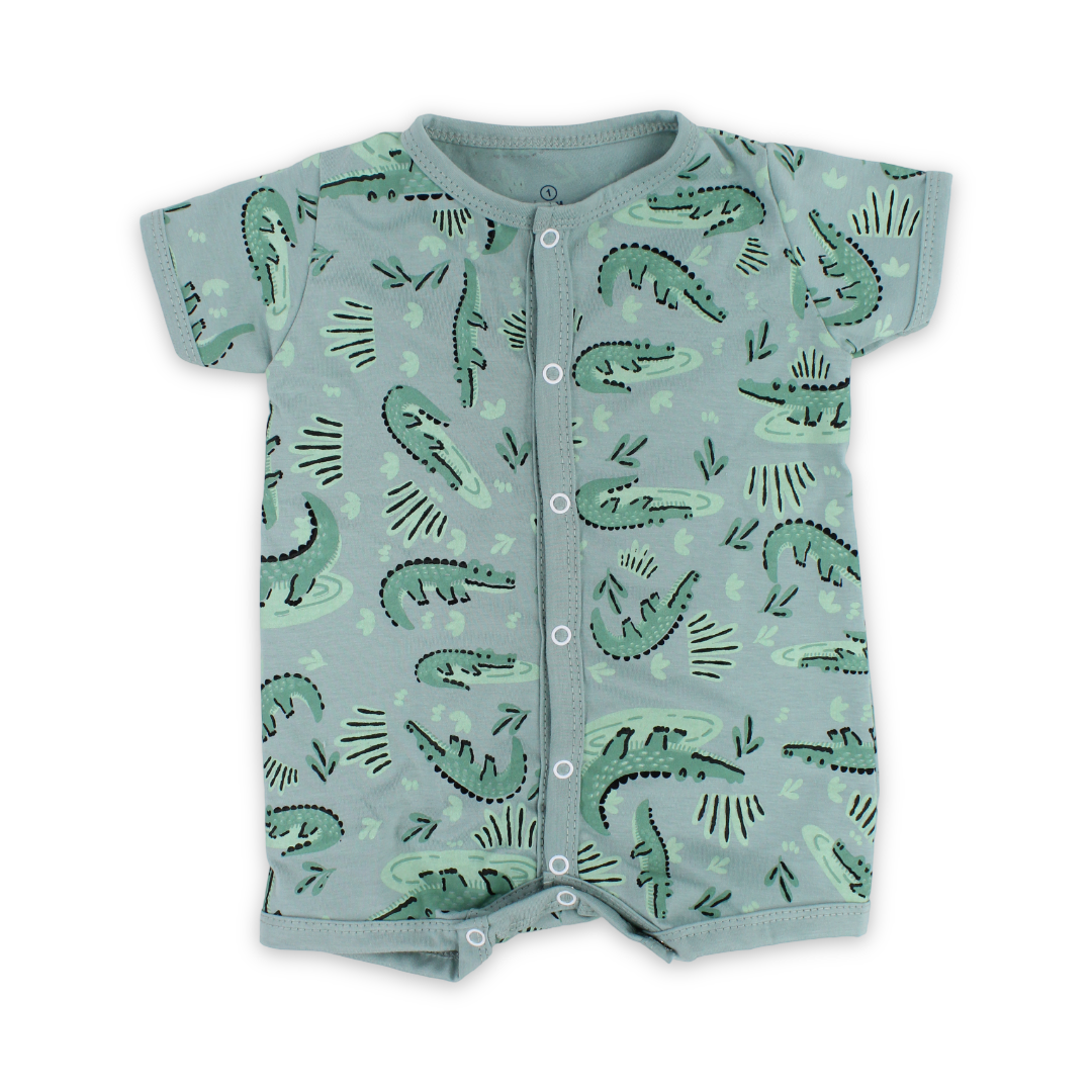 Baby Boys Cotton Romper – Crocodile Print